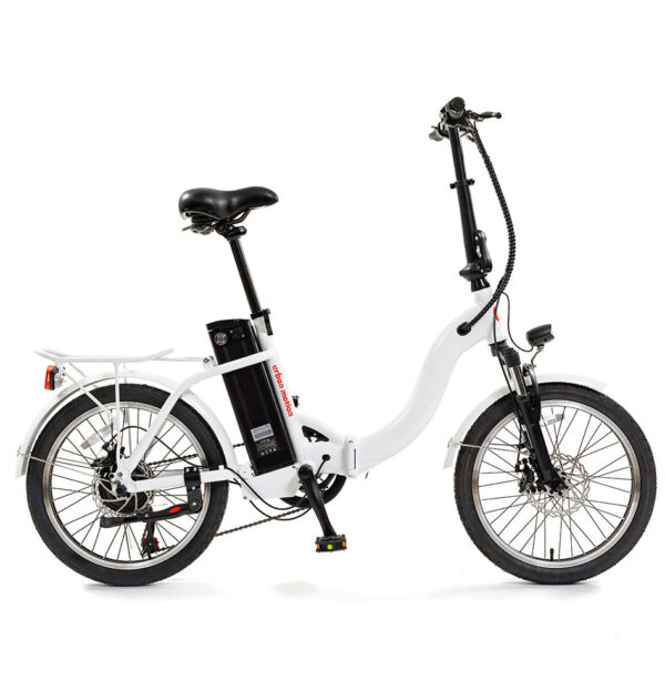 Bicicleta electrica plegable blanca