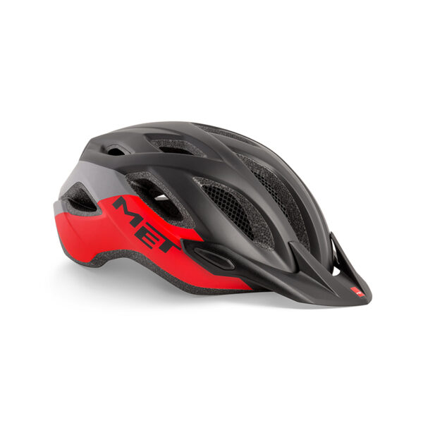 CASCO MET CROSSOVER NEGRO/ROJO MATE TALLA 60-64
